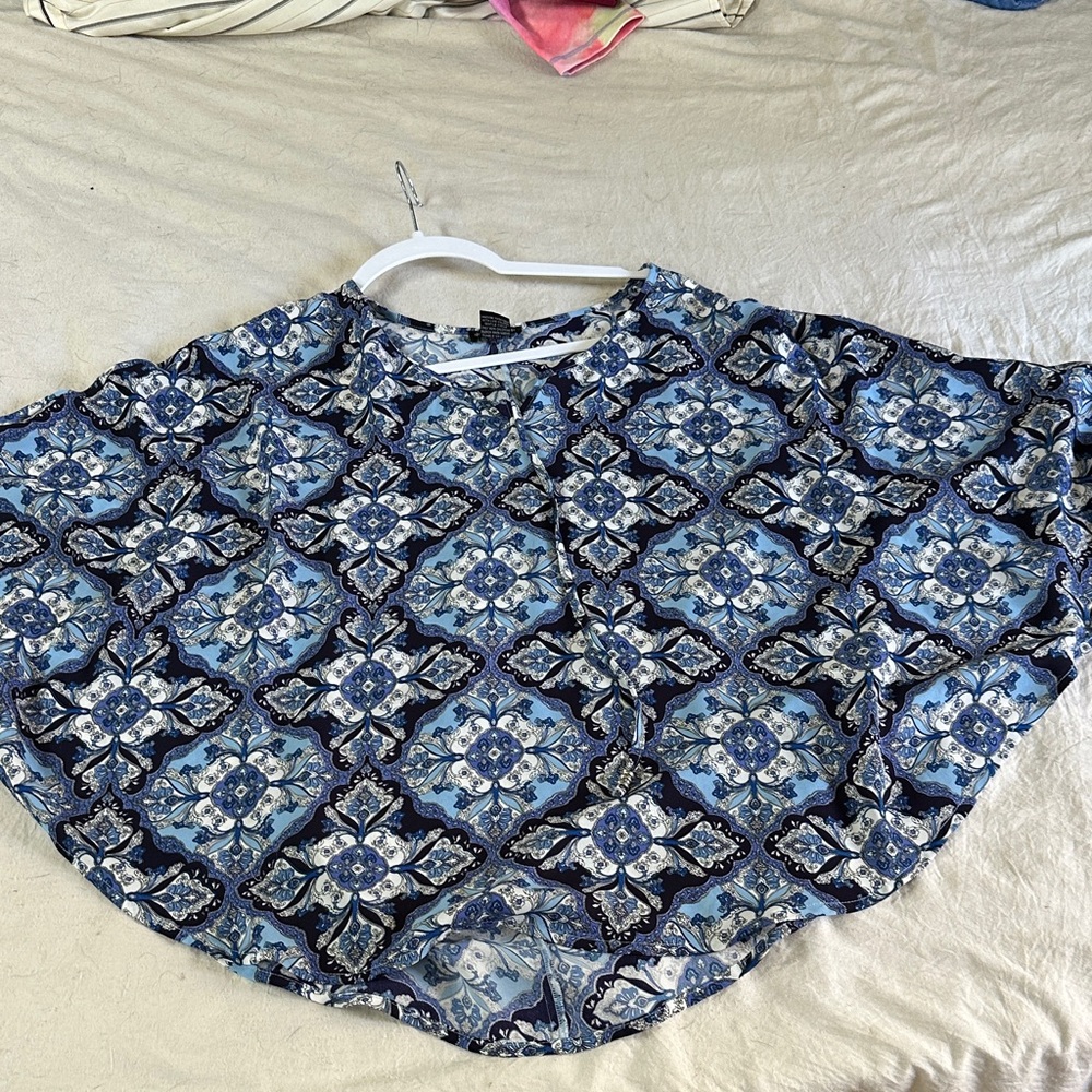 Stoosh Navy and White Patterned Blouse